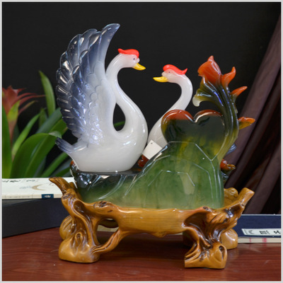 2013六月新款 仿玉工艺品摆件WM605百年好合-墨玉