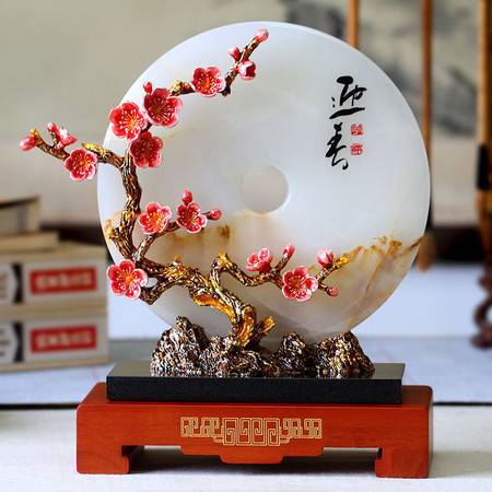 汤河店玉石平安扣摆件 珐琅彩工艺与新中式创意的完美融合